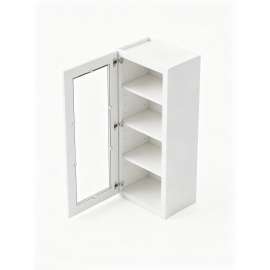 12 in. x 42 in. Assembled Wall Cabinet with Single Left-Hinged Remington Frame Clear Glass Door, White, SMW1242GDL-ASM-FR01-WH-C