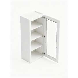 12 in. x 42 in. Assembled Wall Cabinet with Single Right-Hinged Remington Frame Clear Glass Door, White, SMW1242GDR-ASM-FR01-WH-C