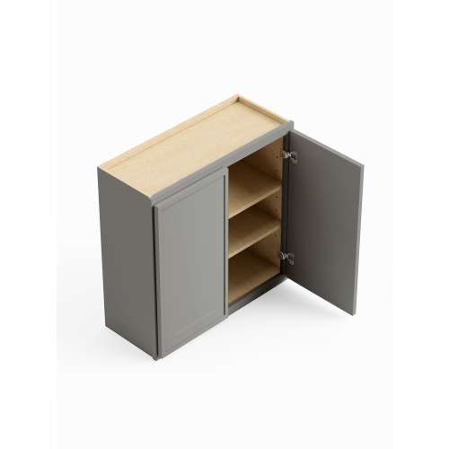 SMW3936-ASM-FR02-LG Framington 39-in x 12-in x 36-in Assembled Latitude Double Door Wall Cabinet, Light Grey