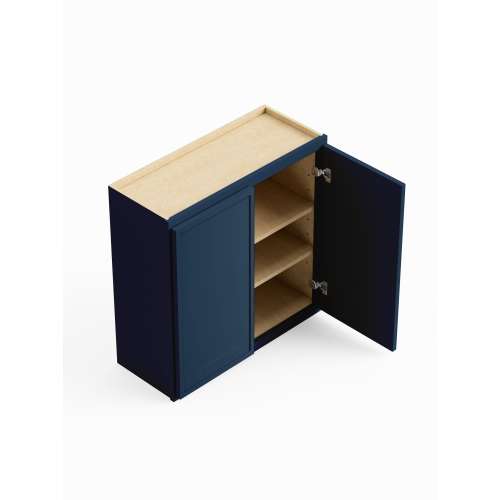 SMW3936-ASM-FR02-NB Framington 39-in x 12-in x 36-in Assembled Latitude Double Door Wall Cabinet, Navy Blue