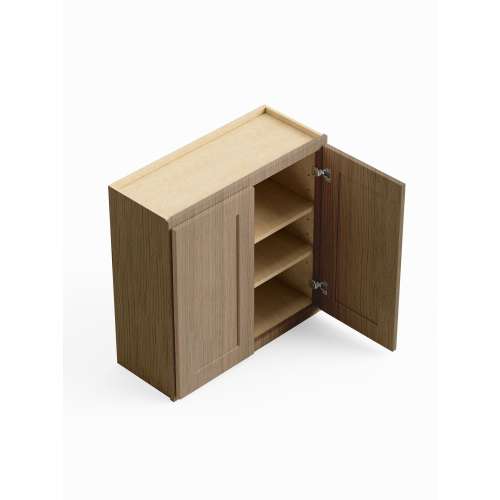 SMW3330-ASM-FR01-TW Framington 33-in x 12-in x 30-in Assembled Remington Double Door Wall Cabinet, Tan Wood