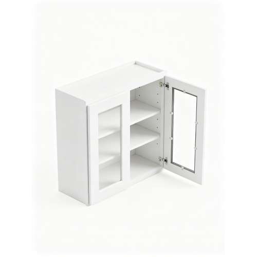 39 in. x 30 in. Assembled Wall Cabinet with Double Remington Frame Clear Glass Doors, White, SMW3930GD-ASM-FR01-WH-C