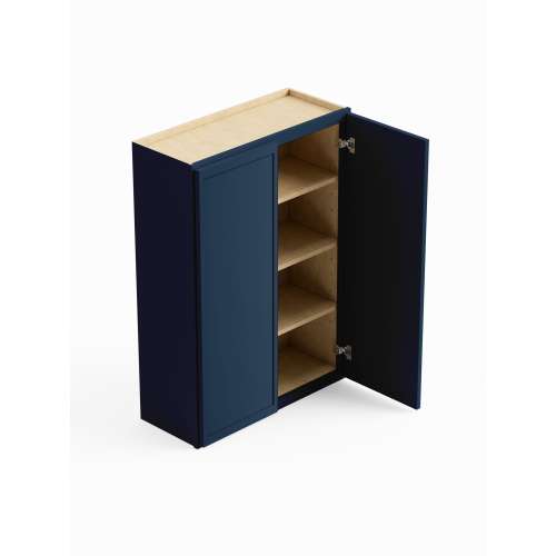 SMW3042-ASM-FR02-NB Framington 30-in x 12-in x 42-in Assembled Latitude Double Door Wall Cabinet, Navy Blue