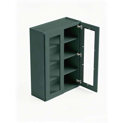 Framington 36 in. x 42 in. Ready to Assemble Wall Cabinet with Double Remington Frame Clear Glass Doors, Green, SMW3642GD-RTA-FR01-GR-C