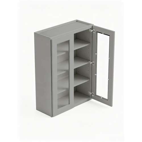 Framington 36 in. x 42 in. Ready to Assemble Wall Cabinet with Double Remington Frame Clear Glass Doors, Light Grey, SMW3642GD-RTA-FR01-LG-C