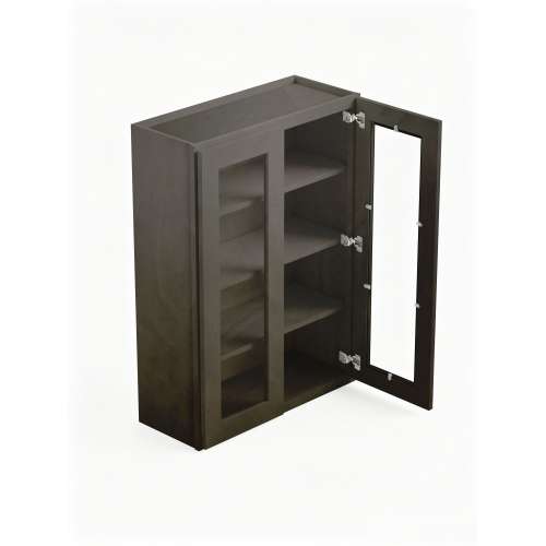 Framington 36 in. x 42 in. Ready to Assemble Wall Cabinet with Double Remington Frame Clear Glass Doors, Smokey Grey, SMW3642GD-RTA-FR01-SG-C