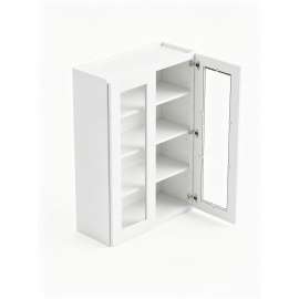 Framington 36 in. x 42 in. Ready to Assemble Wall Cabinet with Double Remington Frame Clear Glass Doors, White, SMW3642GD-RTA-FR01-WH-C
