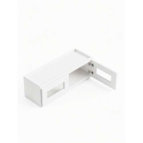 33 in. x 12 in. Assembled Wall Cabinet with Remington Frame Clear Glass Door, White, SMW3312GD-ASM-FR01-WH-C