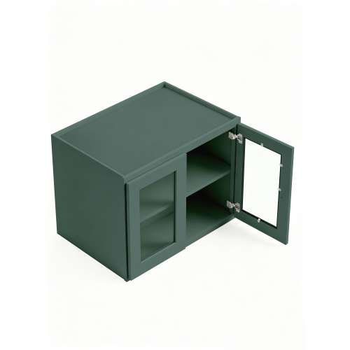Framington 36 in. x 24 in. x 24 in. Ready to Assemble Wall Refrigerator Cabinet with Remington Frame Clear Glass Door, Green, SMW362424GD-RTA-FR01-GR-C