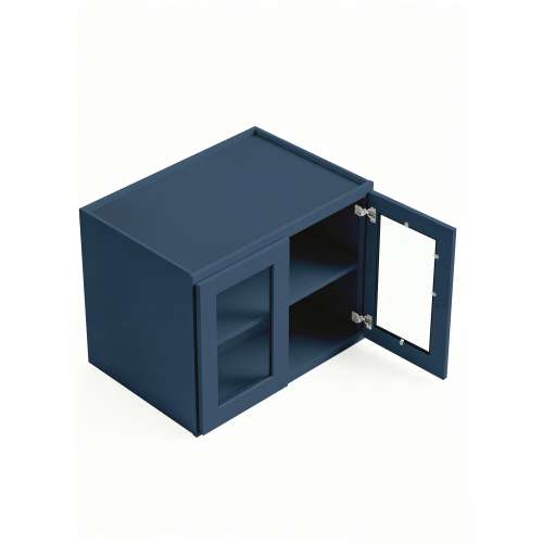 Framington 36 in. x 24 in. x 24 in. Ready to Assemble Wall Refrigerator Cabinet with Remington Frame Clear Glass Door, Navy Blue, SMW362424GD-RTA-FR01-NB-C