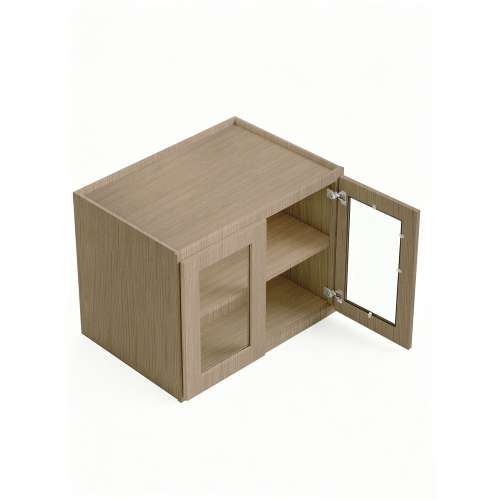 Framington 36 in. x 24 in. x 24 in. Ready to Assemble Wall Refrigerator Cabinet with Remington Frame Clear Glass Door, Tan Wood, SMW362424GD-RTA-FR01-TW-C