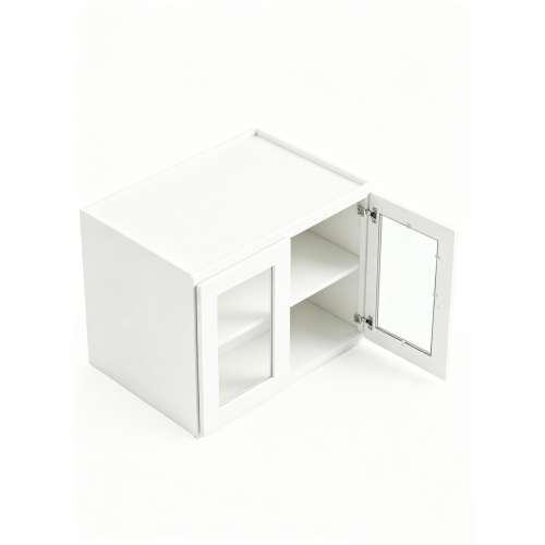 Framington 36 in. x 24 in. x 24 in. Ready to Assemble Wall Refrigerator Cabinet with Remington Frame Clear Glass Door, White, SMW362424GD-RTA-FR01-WH-C