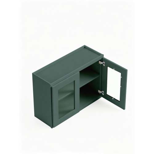 24 in. x 24 in. Assembled Wall Cabinet with Remington Frame Clear Glass Door, Green, SMW2424GD-ASM-FR01-GR-C