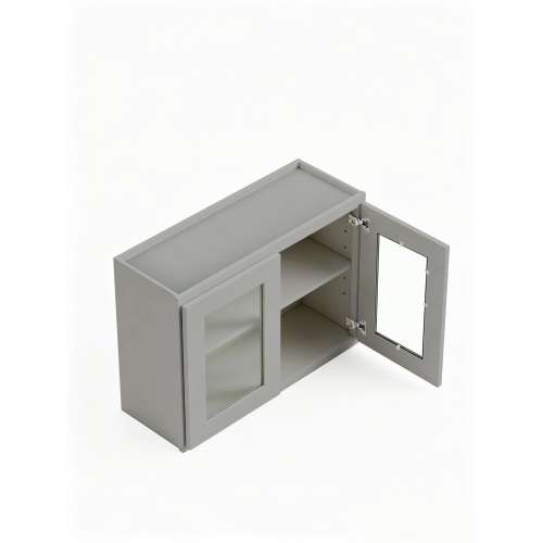 24 in. x 24 in. Assembled Wall Cabinet with Remington Frame Clear Glass Door, Light Grey, SMW2424GD-ASM-FR01-LG-C