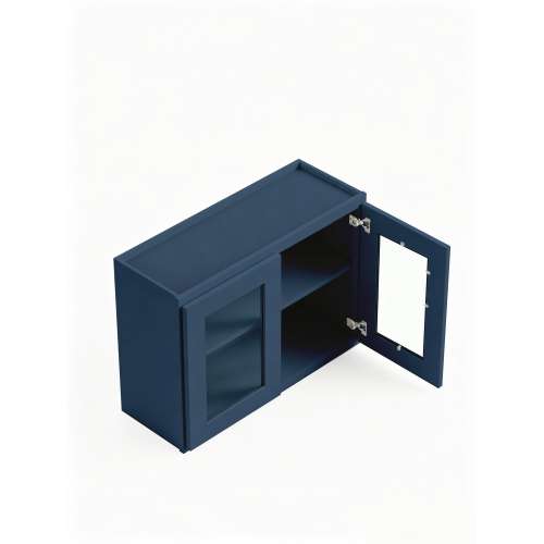 24 in. x 24 in. Assembled Wall Cabinet with Remington Frame Clear Glass Door, Navy Blue, SMW2424GD-ASM-FR01-NB-C
