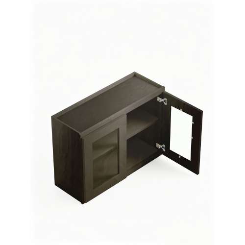 24 in. x 24 in. Assembled Wall Cabinet with Remington Frame Clear Glass Door, Smokey Grey, SMW2424GD-ASM-FR01-SG-C