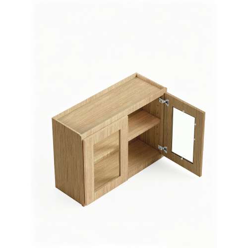 24 in. x 24 in. Assembled Wall Cabinet with Remington Frame Clear Glass Door, Tan Wood, SMW2424GD-ASM-FR01-TW-C