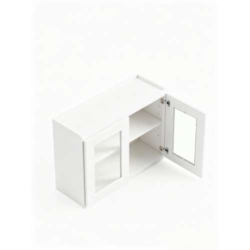 24 in. x 24 in. Assembled Wall Cabinet with Remington Frame Clear Glass Door, White, SMW2424GD-ASM-FR01-WH-C