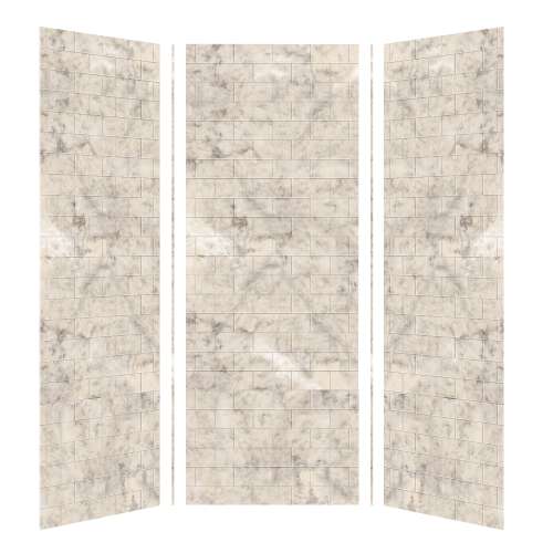 Samuel Mueller Monterey 36-in x 36-in x 96-in Glue to Wall 3-Piece Shower Wall Kit, Creme/Tile