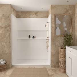 Samuel Mueller Revolution 60 x 32 x 77.2 in. 4-Piece SMC Subway Tile Shower Wall Kit, White, SMRWK603277-31